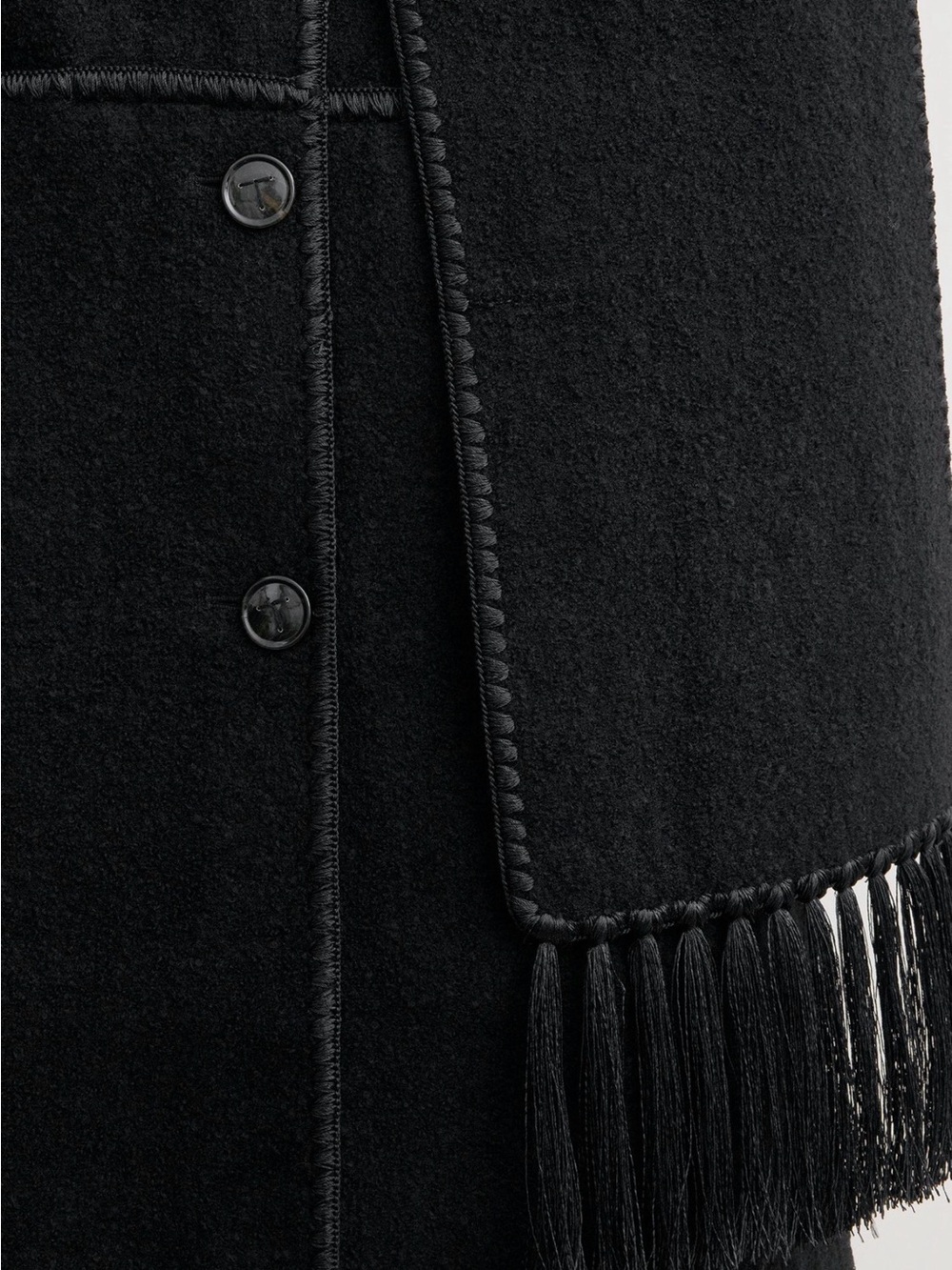 Toteme Black Long Wool Button Coat with Scarf - Picture 6 of 7